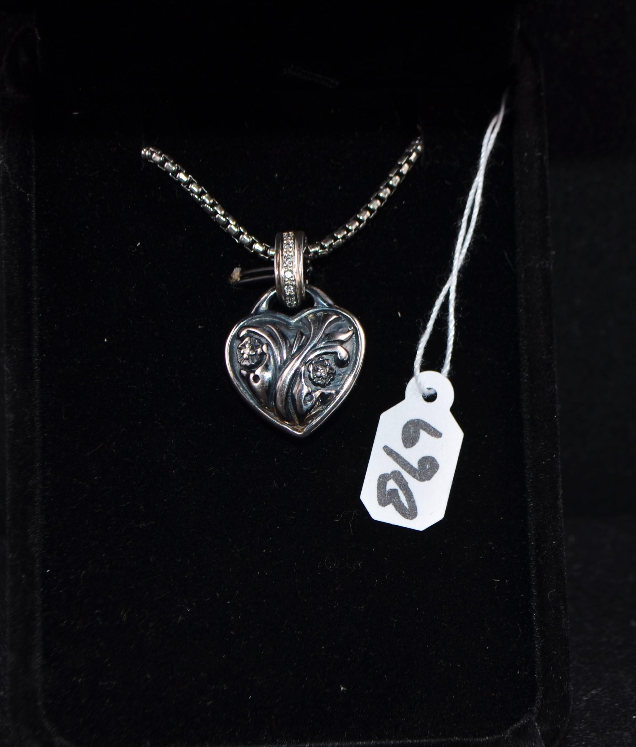 STERLING SILVER NECKLACE & DIAMOND HEART PENDANT