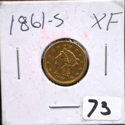 1861-S $2 1/2 LIBERTY HEAD GOLD COIN