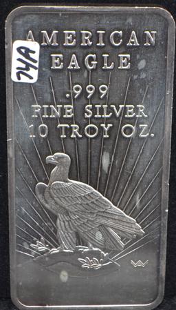 AMERICAN EAGLE 10 TROY OZ .999 FINE SILVER BAR