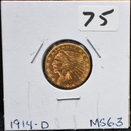 1914-D $2 1/2 INDIAN HEAD GOLD COIN