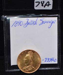 1890 BRITISH SOVEREIGN GOLD COIN