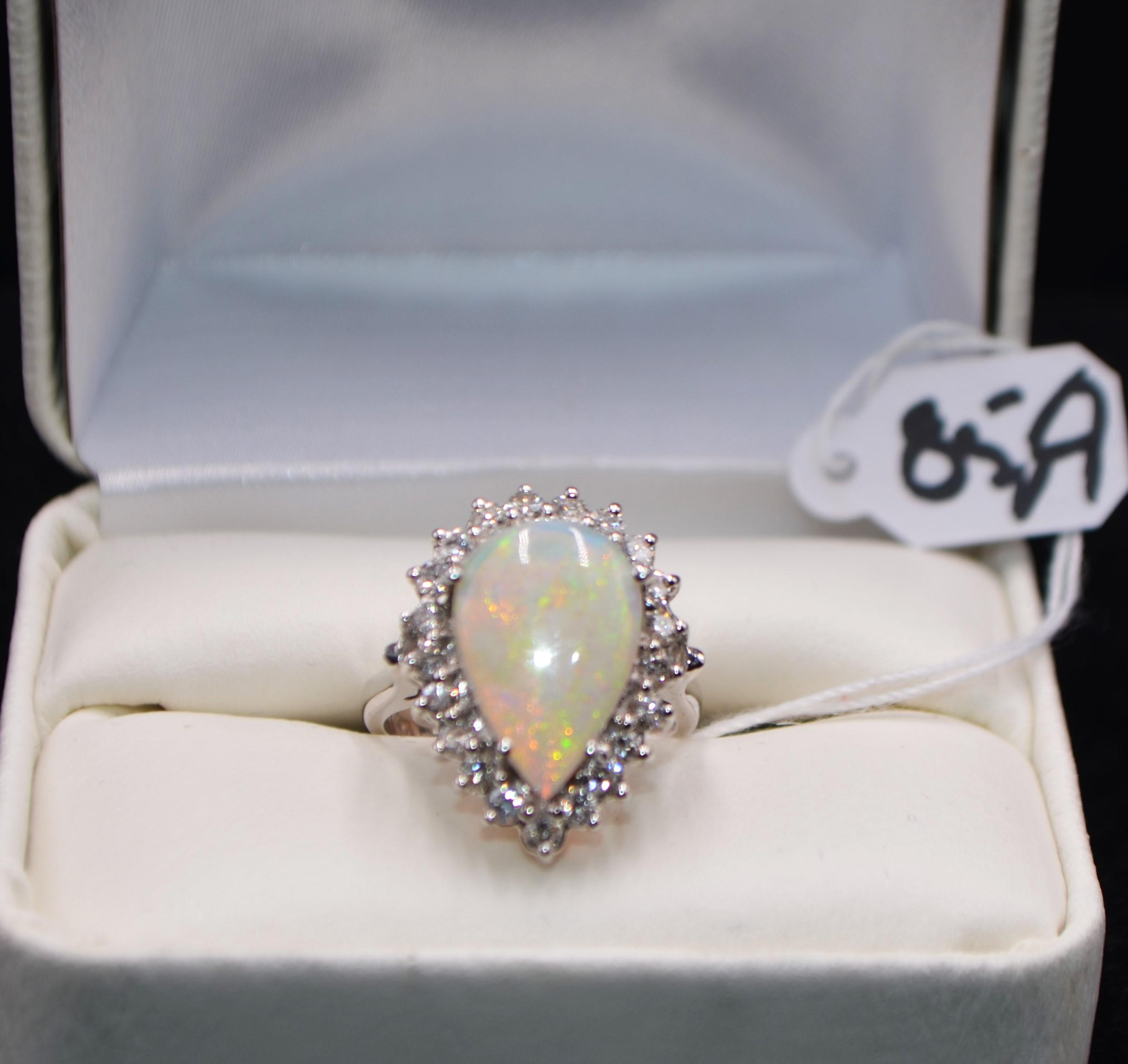 LADIES 2.68 CTTW DIAMOND & OPAL 14K GOLD  RING