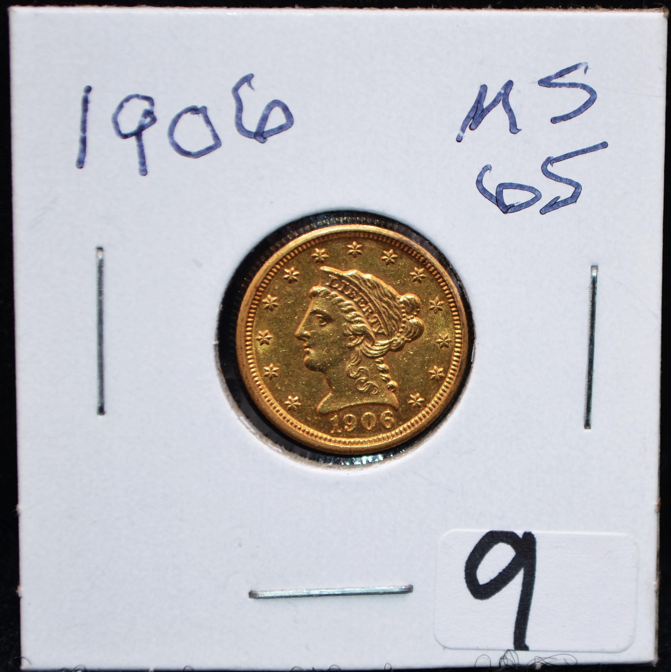 CHOICE 1906 $2 1/2 LIBERTY HEAD GOLD COIN