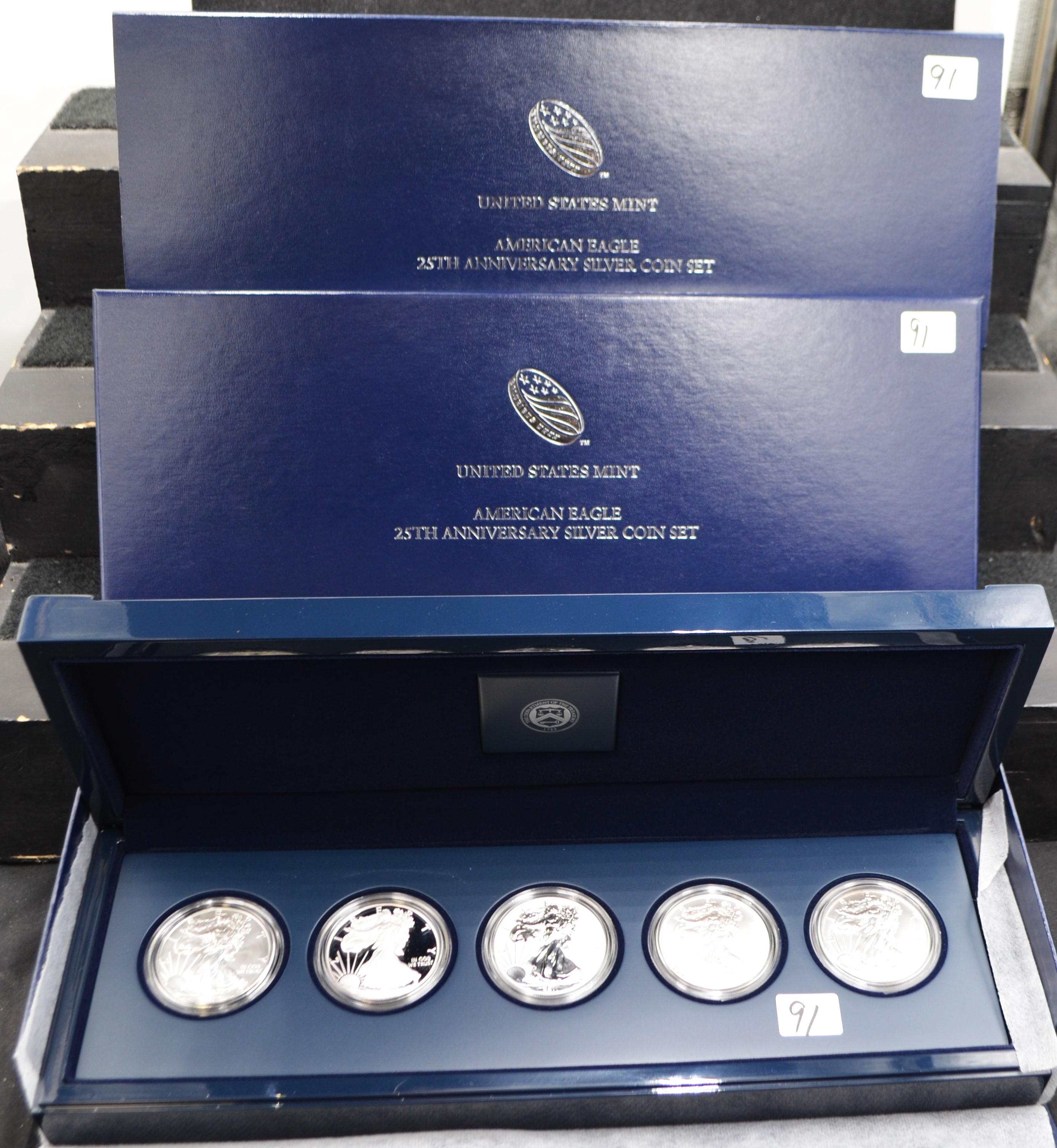 AMERICAN EAGLE 25TH ANNIVERSARY SILVER COIN SET