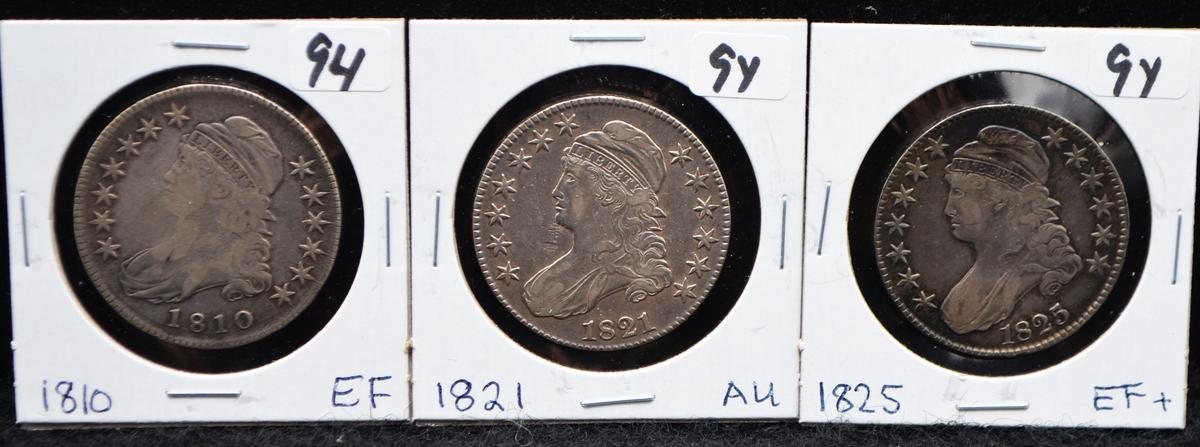 1810, 1821, 1825 CAPPED BUST HALF DOLLARS