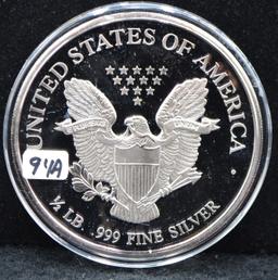 2007 1/2 LB (6 OZ) .999 FINE SILVER LIBERTY ROUND