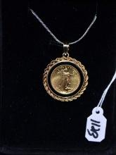 1998 1/10 OZ GOLD COIN & 14K BEZEL