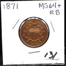 1871 SHIELD 2 CENT PIECE