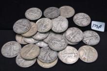 33 MIXED DATE & MINT WALKING LIBERTY HALF DOLLARS