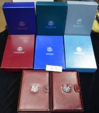 8 U.S. SILVER PRESTIGE PROOF SETS WITH BOXES