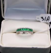 LADIES 1.21 CTTW DIAMOND & EMERALD 18 GOLD RING