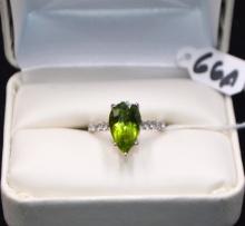 LADIES 3.39 CTTW DIAMOND & PERIDOT 14K GOLD RING