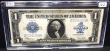 CHOICE CU+ $1 BLUE SEAL SILVER CERTIFICATE - 1923