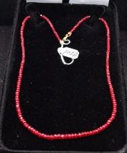 LADIES 14K YELLOW GOLD RUBY BEAD 18 INCH NECKLACE