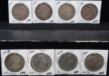 8 MIXED DATES & MINTS MORGAN DOLLARS