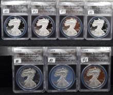 SEVEN 2018-W SILVER EAGLES ANACS PR70 CAMEO