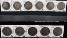 11 MIXED DATES & MINTS MORGAN DOLLARS