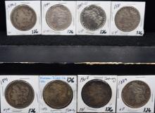 8 MIXED DATES & MINTS MORGAN DOLLARS