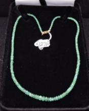 LADIES 37.31 CTTW EMERALD BEAD 14K GOLD NECKLACE