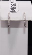 PAIR OF 18K WHITE GOLD  DIAMOND HOOP EARRINGS