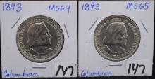(2) HIGH GRADE 1893 COLUMBIAN COMM HALF DOLLARS