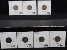 7 MIXED DATE SEATED LIBERTY DIMES