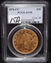 RARE 1876-CC TYPE 2 LIBERTY GOLD COIN - PCGS AU55