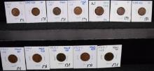 12 1909-P VDB LINCOLN WHEAT PENNIES