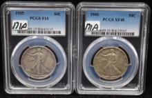 1935 & 1940 WALKING LIBERTY HALF DOLLARS