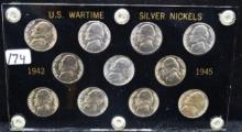 CHOICE UNC U.S. WARTIME SILVER NICKELS
