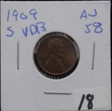 RARE KEY DATE 1909-S VDB LINCOLN WHEAT PENNY