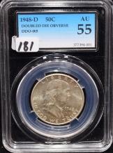 1948-D DOUBLE DIE OBVERSE FRANKLIN HALF DOLLAR