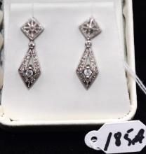 PAIR OF 14K DANGLE STYLE DIAMOND EARRINGS