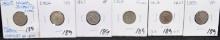 6 MIXED DATE 3 CENT NICKEL