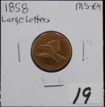 HIGH GRADE 1858-LL FLYING EAGLE PENNY