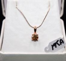 LADIES FANCY LIGHT BROWN DIAMOND 14K PENDANT