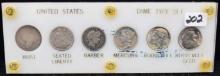 U.S. 6-PIECE DIME TYPE SET
