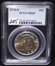 1970-D KENNEDY HALF DOLLAR - PCGS MS65