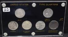 U.S. 6-COIN TYPE QUARTERS SET