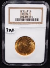 BETTER DATE $10 1912 INDIAN GOLD COIN NGC MS64