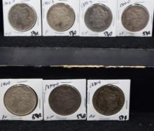 7 MIXED DATES & MINTS MORGAN DOLLARS