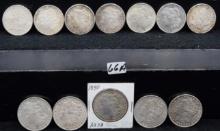 12 DIFFERENT MIXED DATES & MINTS MORGAN DOLLARS
