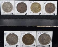 7 MIXED DATES & MINTS MORGAN DOLLARS