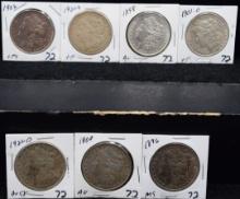 7 MIXED DATES & MINTS MORGAN DOLLARS