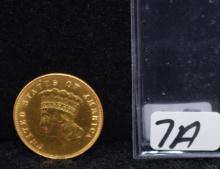 RARE 1855 $3 PRINCESS GOLD COIN