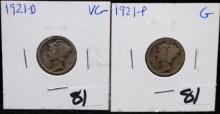 1921 & 1921-D MERCURY DIMES