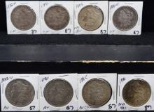 8 MIXED DATES & MINTS MORGAN DOLLARS