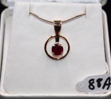 LADIES 1.08 CTTW RUBY 14K YELLOW GOLD PENDANT