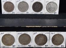 8 MIXED DATES & MINTS MORGAN DOLLARS