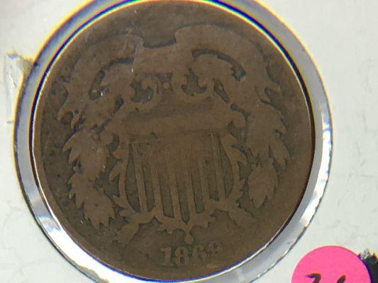 1869 2 Cent Copper